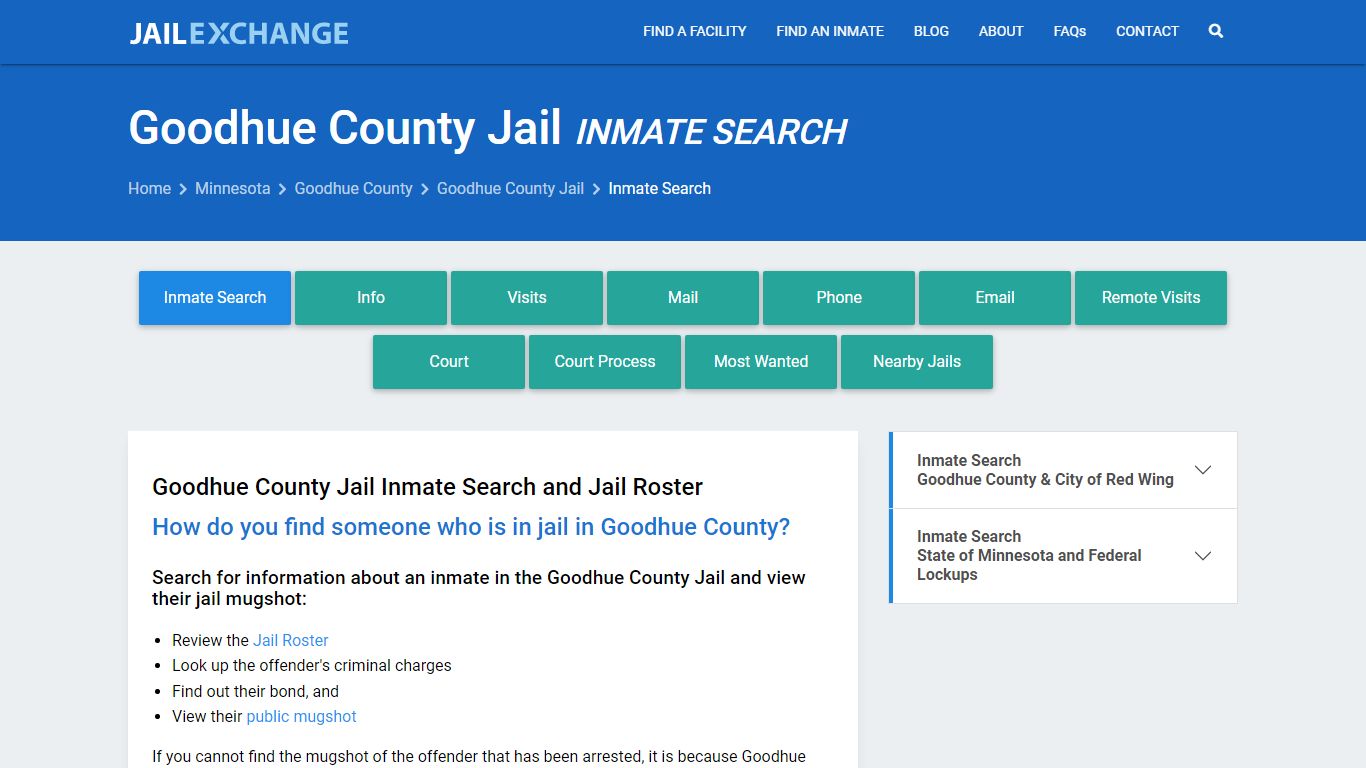Inmate Search: Roster & Mugshots - Goodhue County Jail, MN