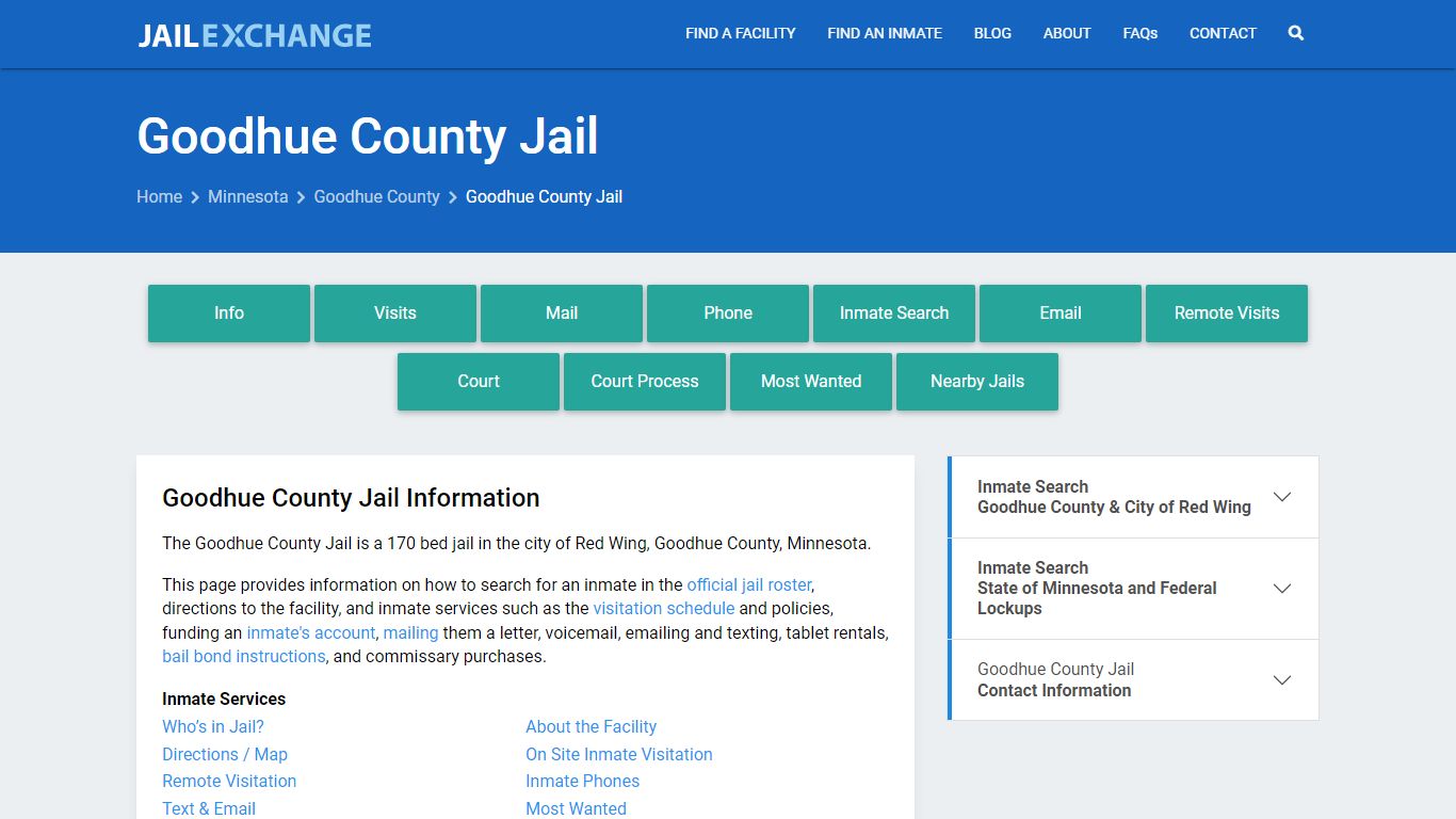 Goodhue County Jail, MN Inmate Search, Information